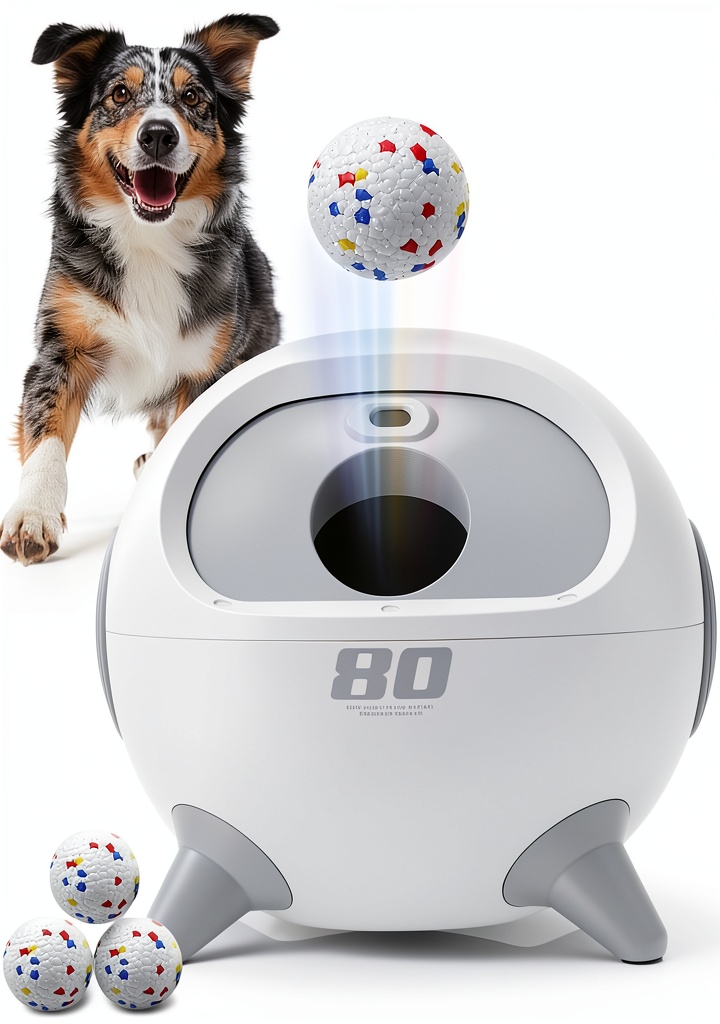 iRetriever dog ball launcher in a backyard setting