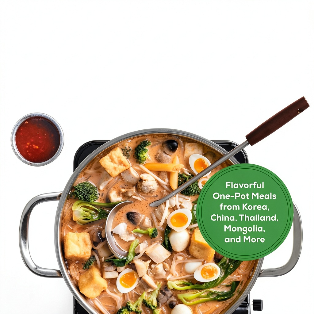 'Korean Cooking eBook open on a tablet showing vibrant recipe pages'