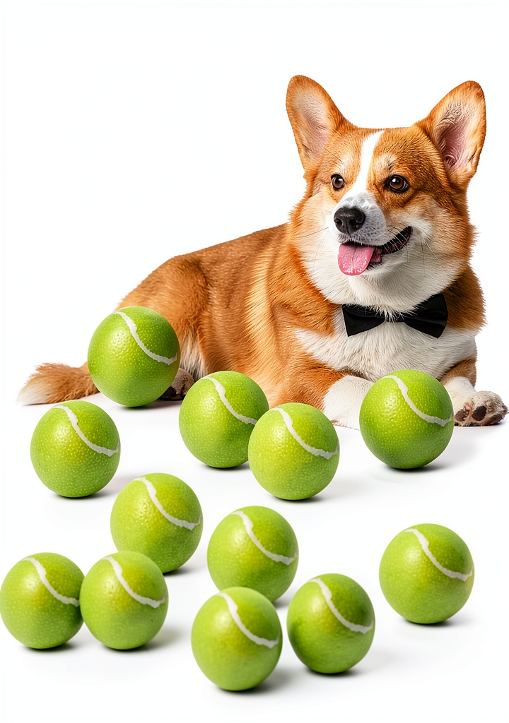 DDQ tennis balls in use with a dog during outdoor fetch