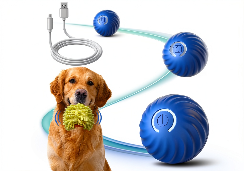 TJYAEKLTD interactive dog ball in action with a playful dog