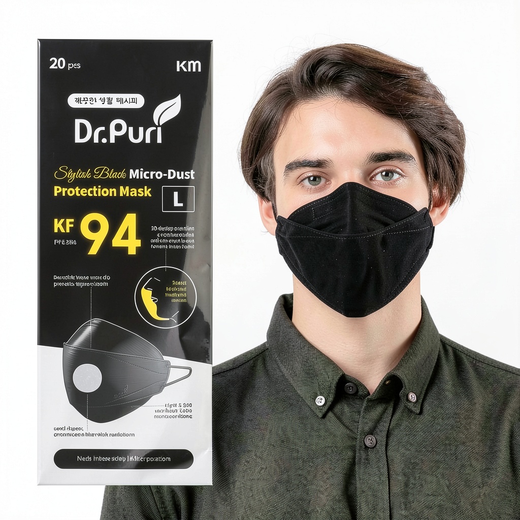 KF94 Black Disposable Mask design