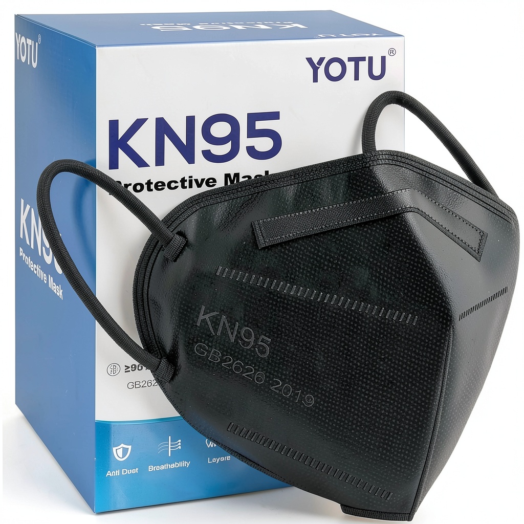 Close‑up of SafeGuard KN95 mask showing 3D design