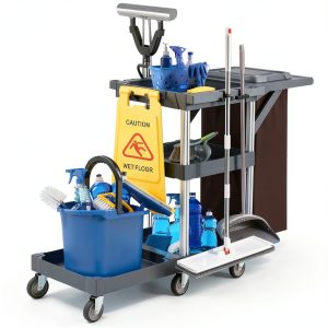 Commercial Janitorial Cleaning Cart EliteEdge 3-Shelf with Vinyl Bag-0