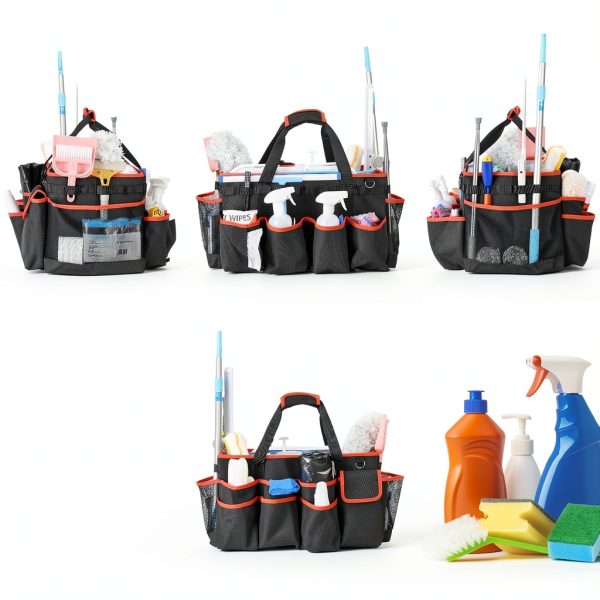 yookee home Cleaning Caddy for Cleaning Supplies Organizer Cleaning Carts on Wheels Cleaner Caddy for Cleaning Products Cleaning Tools Organizer Rolling Cleaning Bag for Housekeepers-2