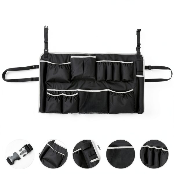 Trash Can Caddy Bag bigjvbfv 13-Pocket Foldable Organizer 32-55 Gallon-2