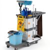 Janitorial Cart MilleLoom 3‑Shelf Cleaning Cart with 2 Cabinets-1