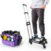 Large Rolling Cleaning Bag with Detachable Trolley, Portable Cleaning Cart with Waterproof Aluminum Foil Lining for Housekeepers, Cleaning Supply Caddy on Wheels for Home, Car, Office, Picnic(Purple)-1