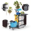 Janitorial Cart FinerFurnis 2‑Cabinet Cleaning with Oxford Bag Gray-2