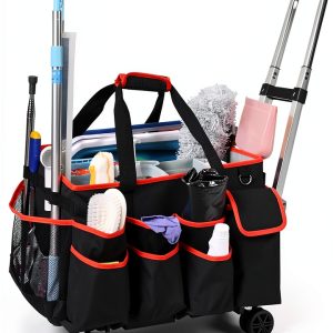 yookee home Cleaning Caddy for Cleaning Supplies Organizer Cleaning Carts on Wheels Cleaner Caddy for Cleaning Products Cleaning Tools Organizer Rolling Cleaning Bag for Housekeepers-0