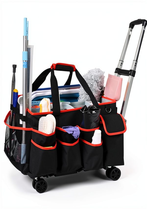 yookee home Cleaning Caddy for Cleaning Supplies Organizer Cleaning Carts on Wheels Cleaner Caddy for Cleaning Products Cleaning Tools Organizer Rolling Cleaning Bag for Housekeepers-0