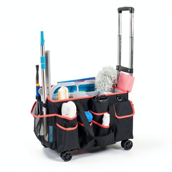 yookee home Cleaning Caddy for Cleaning Supplies Organizer Cleaning Carts on Wheels Cleaner Caddy for Cleaning Products Cleaning Tools Organizer Rolling Cleaning Bag for Housekeepers-6