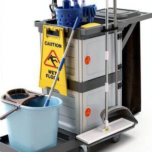 Commercial 3‑Shelf Janitorial Cart OUTGOODS – Aluminum, 300 lb-0