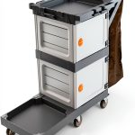 Janitorial Cart FinerFurnis 2‑Cabinet Cleaning with Oxford Bag Gray-0