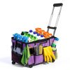 Large Rolling Cleaning Bag with Detachable Trolley, Portable Cleaning Cart with Waterproof Aluminum Foil Lining for Housekeepers, Cleaning Supply Caddy on Wheels for Home, Car, Office, Picnic(Purple)-3