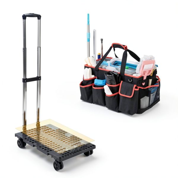 yookee home Cleaning Caddy for Cleaning Supplies Organizer Cleaning Carts on Wheels Cleaner Caddy for Cleaning Products Cleaning Tools Organizer Rolling Cleaning Bag for Housekeepers-3