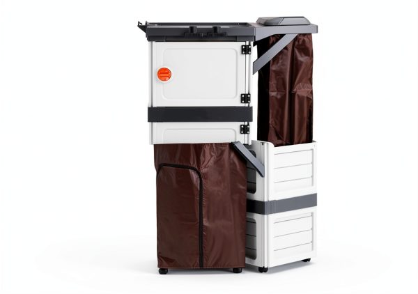 Janitorial Cart FinerFurnis 2‑Cabinet Cleaning with Oxford Bag Gray-4