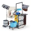 Janitorial Cart FinerFurnis 2‑Cabinet Cleaning with Oxford Bag Gray-1