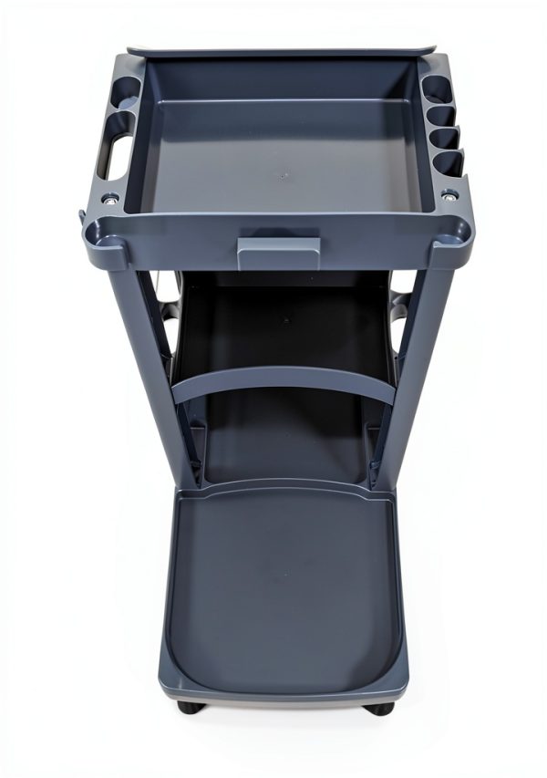 Compact Janitorial Cart Farag 3 Shelves 25 Gallon Vinyl Bag Gray 450lb-3