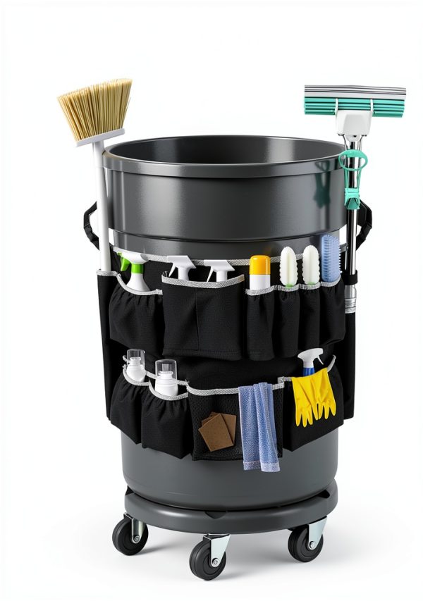 Trash Can Caddy Bag bigjvbfv 13-Pocket Foldable Organizer 32-55 Gallon-1