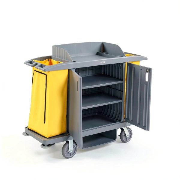 Premium Hotel & Housekeeping Cart 266LBS LEADZM Cleaning Gray-5