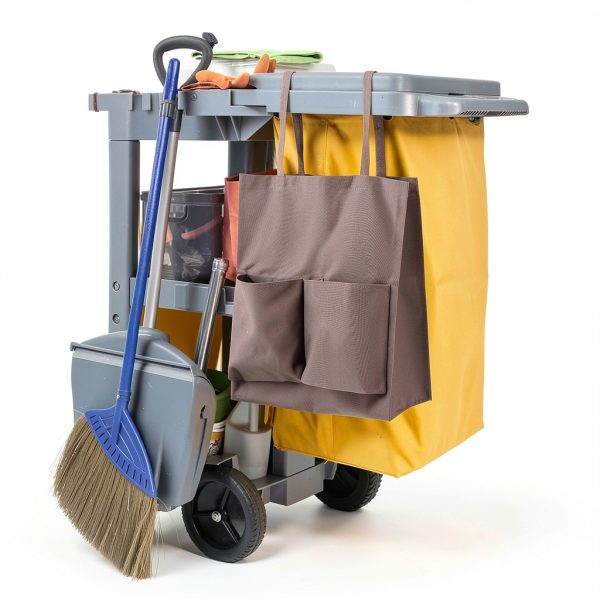 Janitorial Cart Bag TOPPERFUN 17.68x15.72x7.86in Coffee Heavy Duty-5