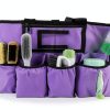 Large Rolling Cleaning Bag with Detachable Trolley, Portable Cleaning Cart with Waterproof Aluminum Foil Lining for Housekeepers, Cleaning Supply Caddy on Wheels for Home, Car, Office, Picnic(Purple)-5