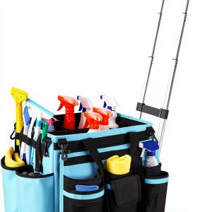 Rolling Cleaning Caddy Homward 40L Cart with Wheels, Lid & Waist Pouch-0