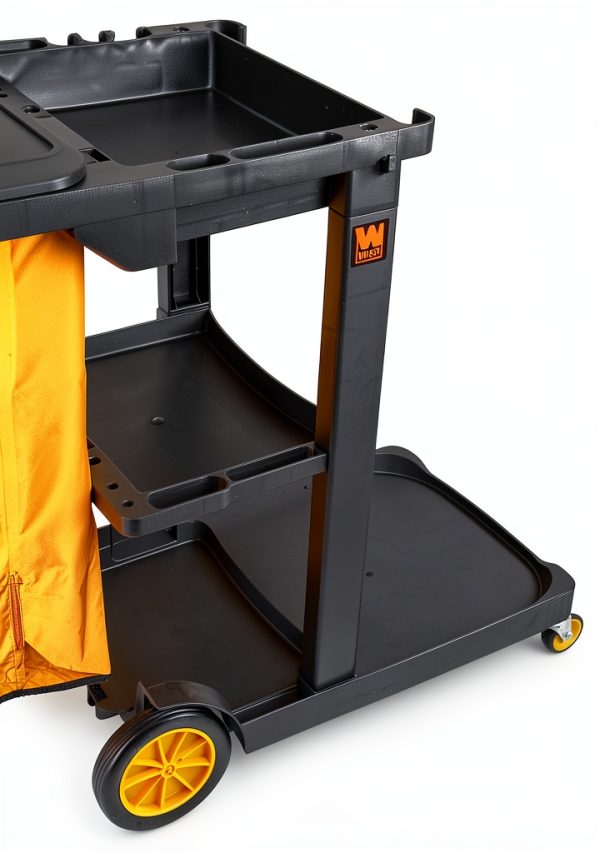 Janitorial Cart WEN 73033 with 3 Shelves and 25-Gallon Vinyl Bag-1