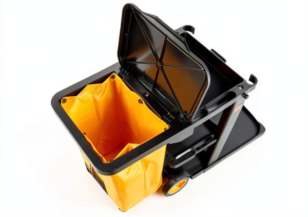 Janitorial Cart WEN 73033 with 3 Shelves and 25-Gallon Vinyl Bag-2