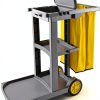 Compact Janitorial Cart Farag 3 Shelves 25 Gallon Vinyl Bag Gray 450lb-0