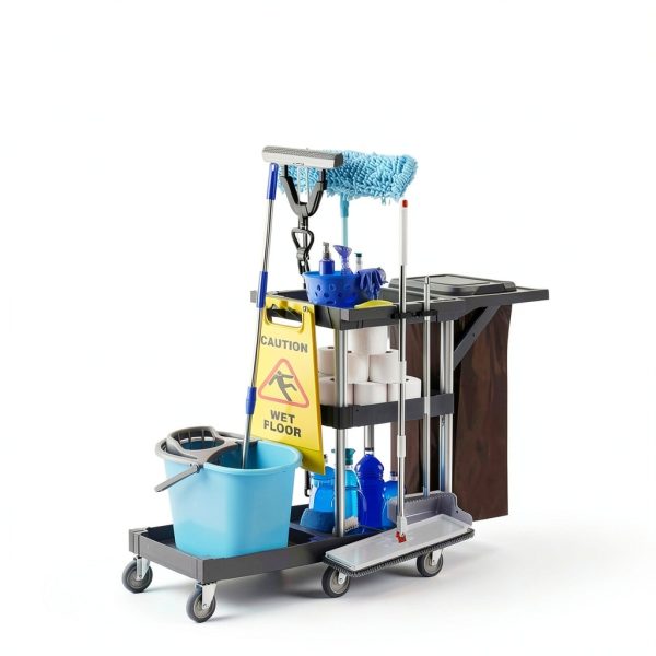 Commercial Janitorial Cleaning Cart EliteEdge 3-Shelf with Vinyl Bag-3