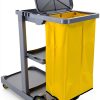 Compact Janitorial Cart Farag 3 Shelves 25 Gallon Vinyl Bag Gray 450lb-1