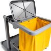 Compact Janitorial Cart Farag 3 Shelves 25 Gallon Vinyl Bag Gray 450lb-2