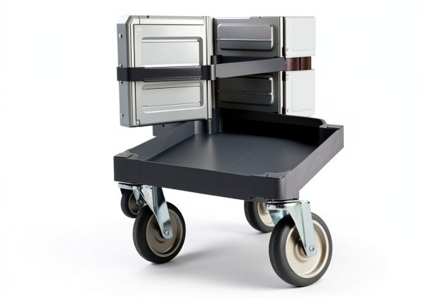 Janitorial Cart FinerFurnis 2‑Cabinet Cleaning with Oxford Bag Gray-3