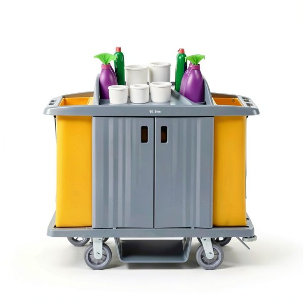 Premium Hotel & Housekeeping Cart 266LBS LEADZM Cleaning Gray-7