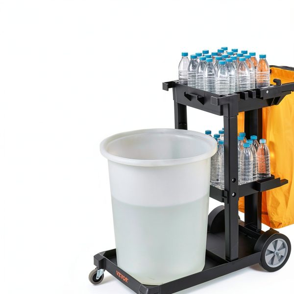 Cleaning Cart VEVOR 3-shelf janitorial cart 25Gallon PVC Bag 200lb-2