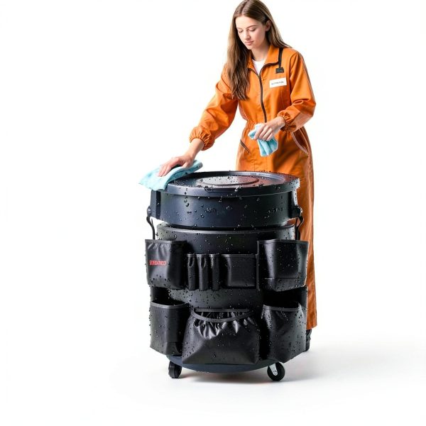 Trash Can Caddy Bag Hongmed 1680D Organizer for 32-55 Gallon Bins-6