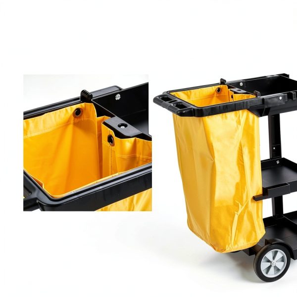 Cleaning Cart VEVOR 3-shelf janitorial cart 25Gallon PVC Bag 200lb-3