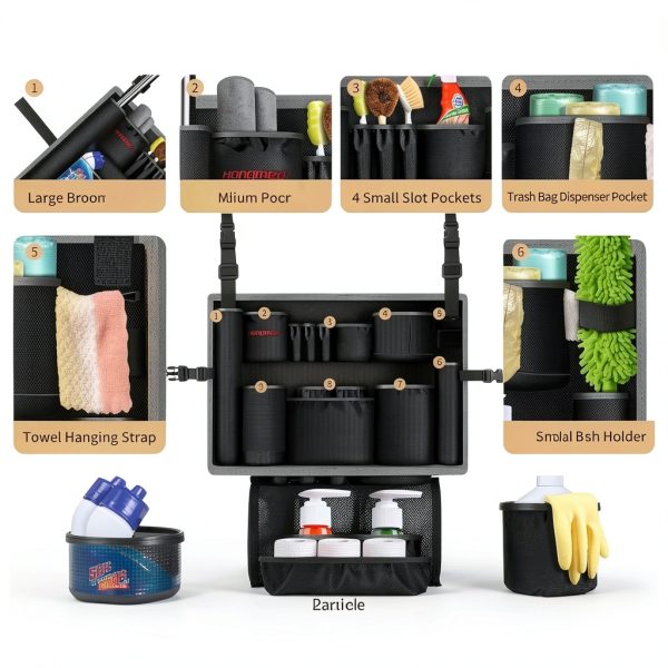 Trash Can Caddy Bag Hongmed 1680D Organizer for 32-55 Gallon Bins-4