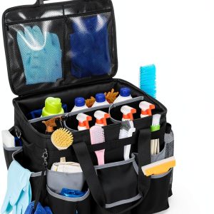 Large Rolling Cleaning Caddy by HODRANT – Detachable Trolley & Lid-0