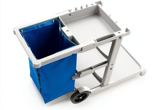 Dryser Commercial Janitorial Cleaning Cart on Wheels - Housekeeping Caddy with Shelves and Vinyl Bag-3