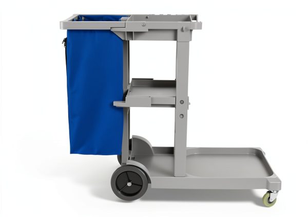 Dryser Commercial Janitorial Cleaning Cart on Wheels - Housekeeping Caddy with Shelves and Vinyl Bag-5