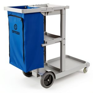 Dryser Commercial Janitorial Cleaning Cart on Wheels - Housekeeping Caddy with Shelves and Vinyl Bag-0