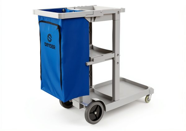 Dryser Commercial Janitorial Cleaning Cart on Wheels - Housekeeping Caddy with Shelves and Vinyl Bag-0