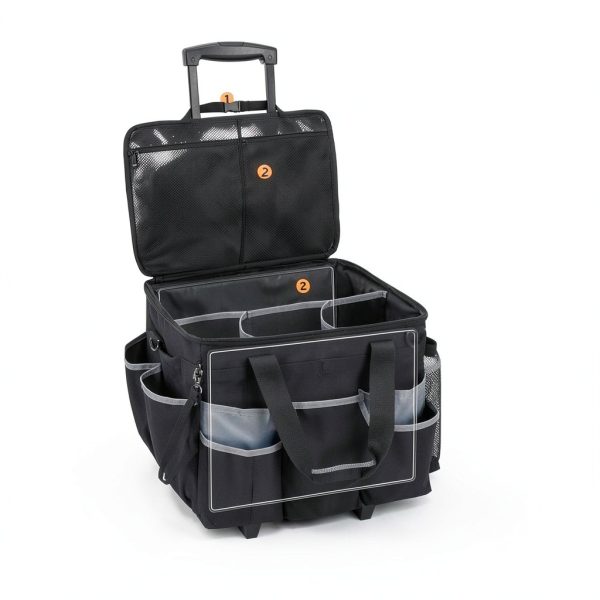 Large Rolling Cleaning Caddy by HODRANT – Detachable Trolley & Lid-1
