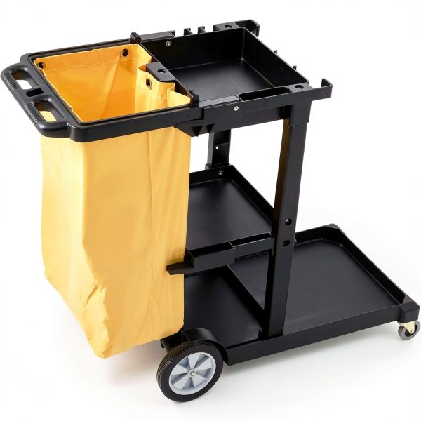 Cleaning Cart VEVOR 3-shelf janitorial cart 25Gallon PVC Bag 200lb-8