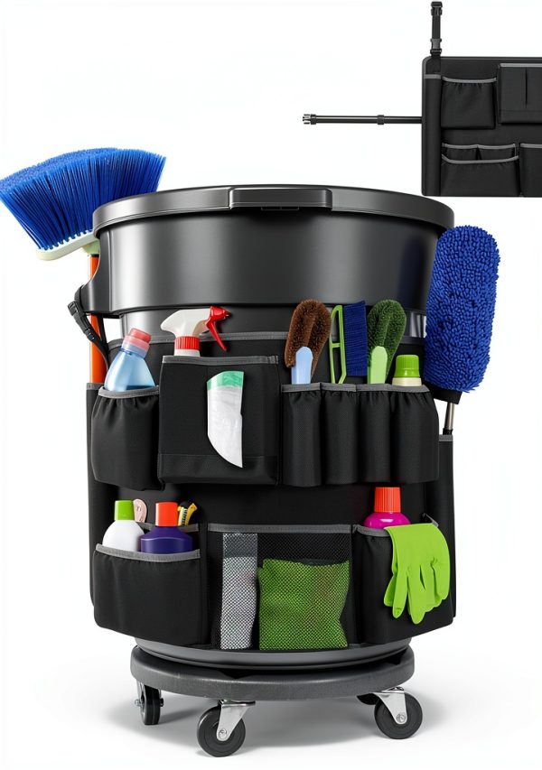 Trash Can Caddy Bag Speqerk 55 Gallon Organizer with Multi Pocket-0